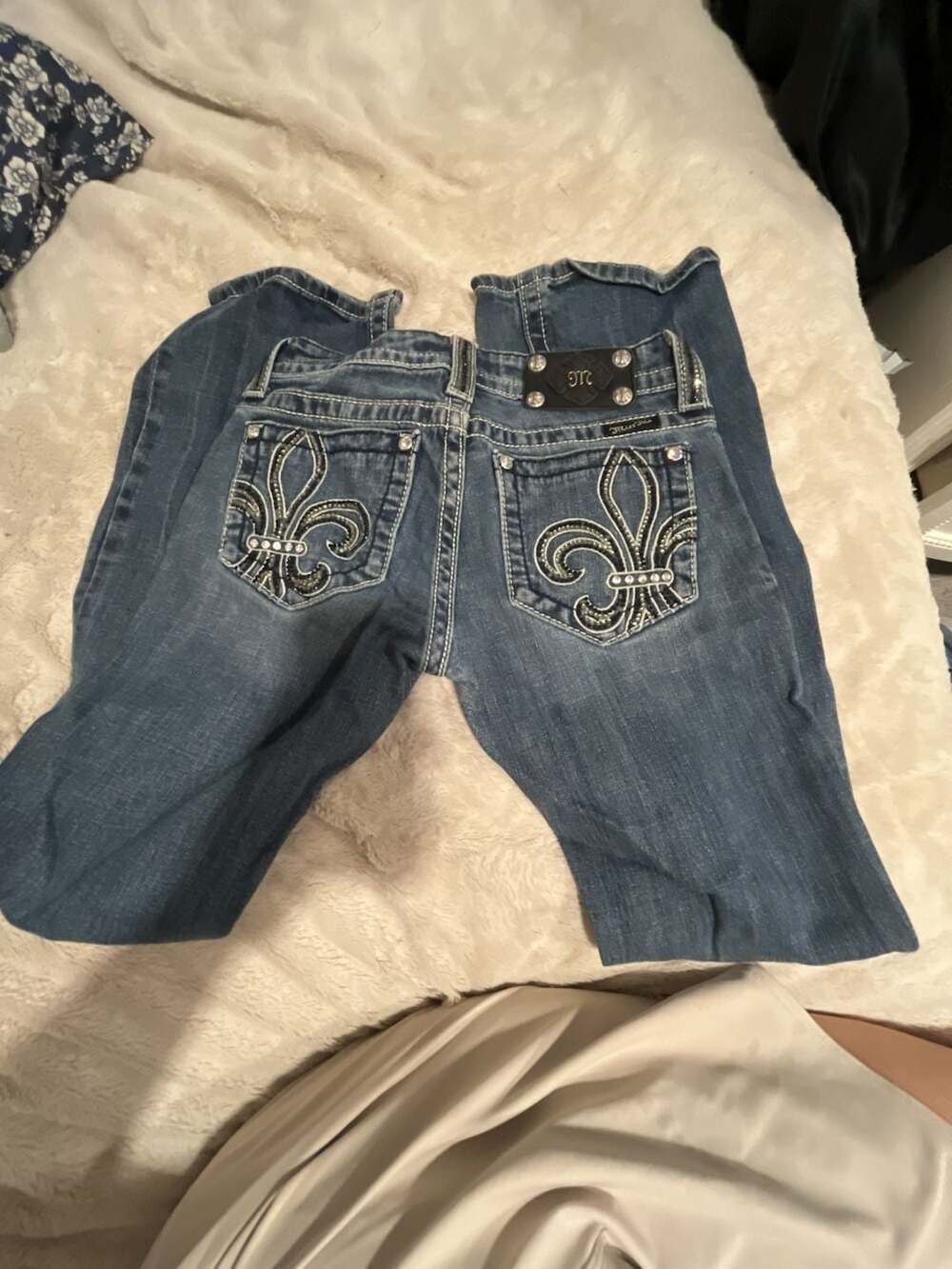 Miss Me Bootcut Jeans Size 25 Fleur De Lis Studded Bling Denim